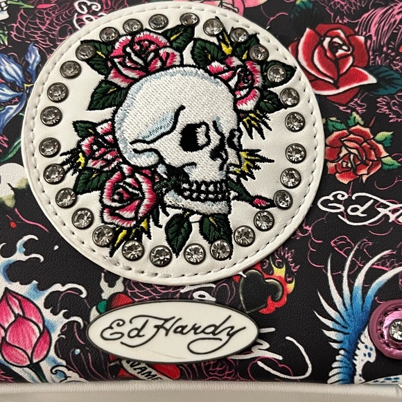 NEW! Authentic Ed Hardy Skull & Roses Convertible Crossbody & Shoulder Bag - Picture 5 of 12